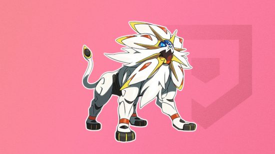 Imagem personalizada para o melhor guia de pokémon de gato com Solgaleo no meio da tela