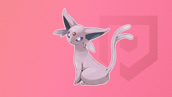 Imagem personalizada para o melhor guia de pokémon de gato com Espeon no meio da tela