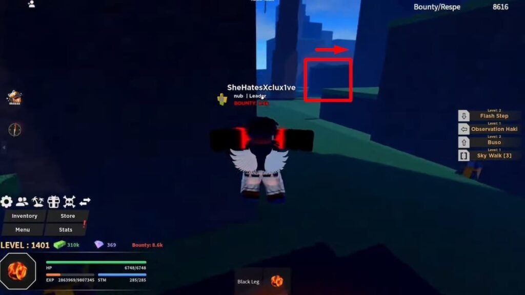 Parede de localização da primeira pérola Roblox Haze Piece