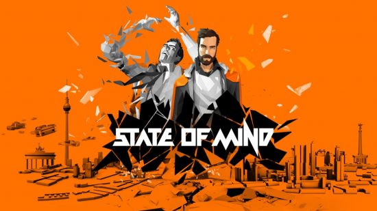 Jogos como Detroit Become Human: State of Mind arte principal mostrando um homem na frente de um fundo laranja