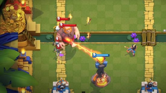 Clash Royale Princess: uma captura de tela do Clash Royale mostra o personagem do príncipe atacando várias unidades