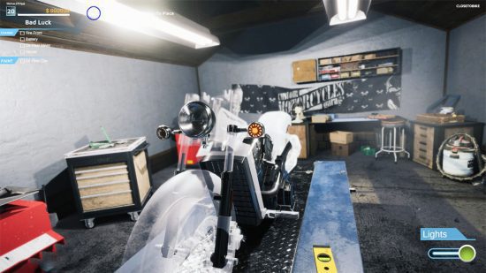 Jogos de mecânico - uma bicicleta semiconstruída no Motorcylce Mechanic Simulator 2021