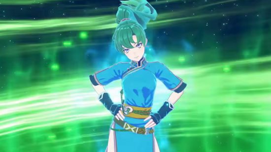 Lyn parece confuso com o guia de personagens do Fire Emblem Engage