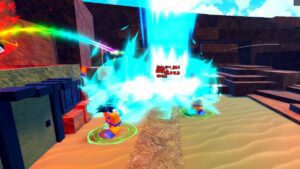 Roblox Anime Last Stand Anime Characters Firing Rainbow And Blue Energy Beams At Enemies