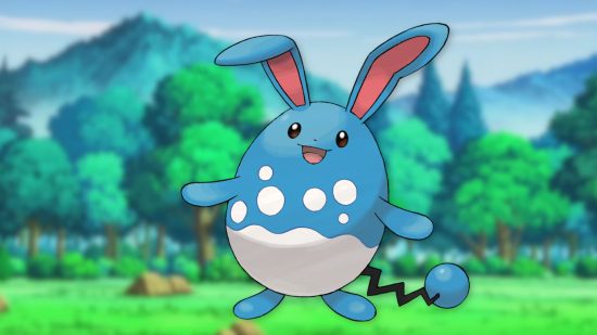 Imagem personalizada de Azumarill em um fundo de campo para guia Pokémon coelho