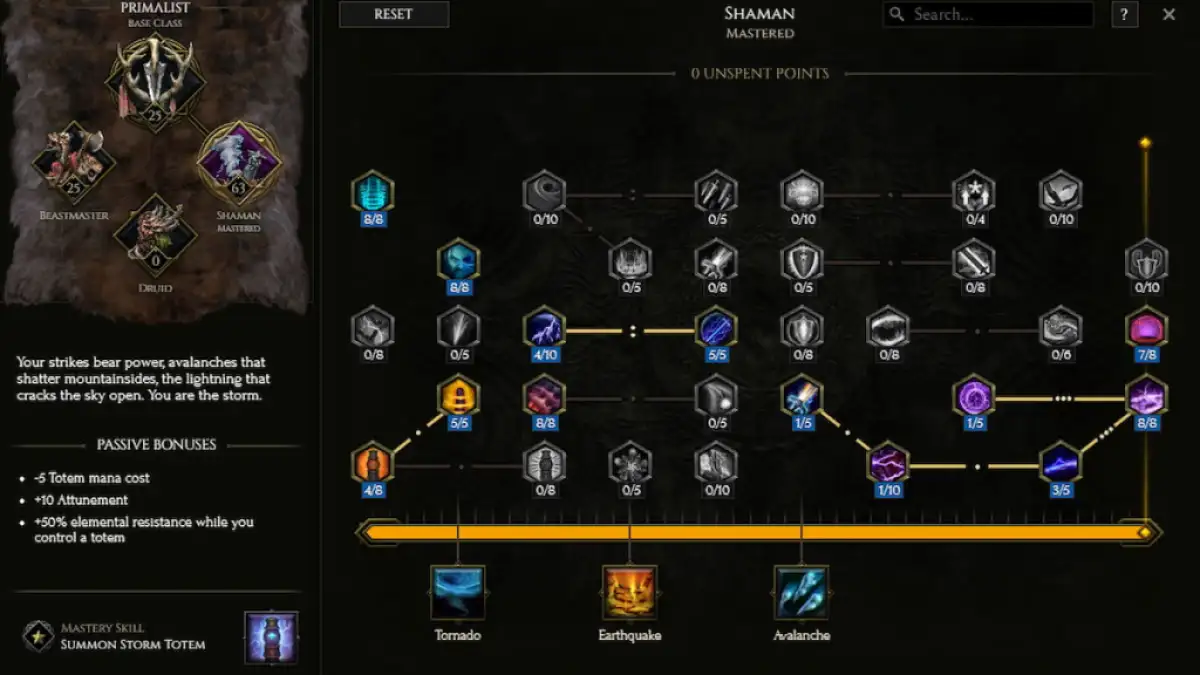 Guia de construção da tempestade Last Epoch Shaman Gathering