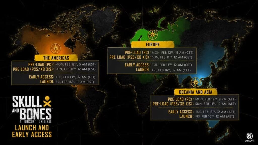 Mapa de lançamento de caveira e ossos