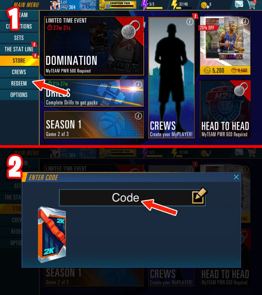 Resgate de códigos NBA 2K Mobile