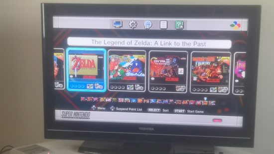 Imagem de análise do Super NES Classic Edition mostrando o menu do console.