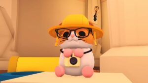 Adopt Me Hamster Wearing A Hat Glasses And Camera Around Neck