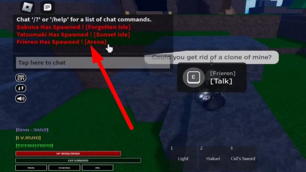 Segunda peça do Roblox falando com Friren sobre o clone