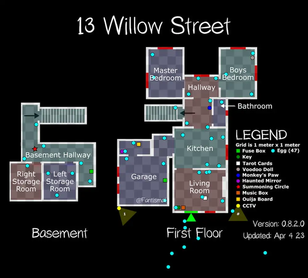 Mapa de 13 Willow Street com 47 Ovos de Páscoa