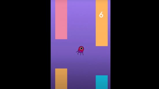 Jogos Apple Watch - uma água-viva flutuando entre obstáculos coloridos 