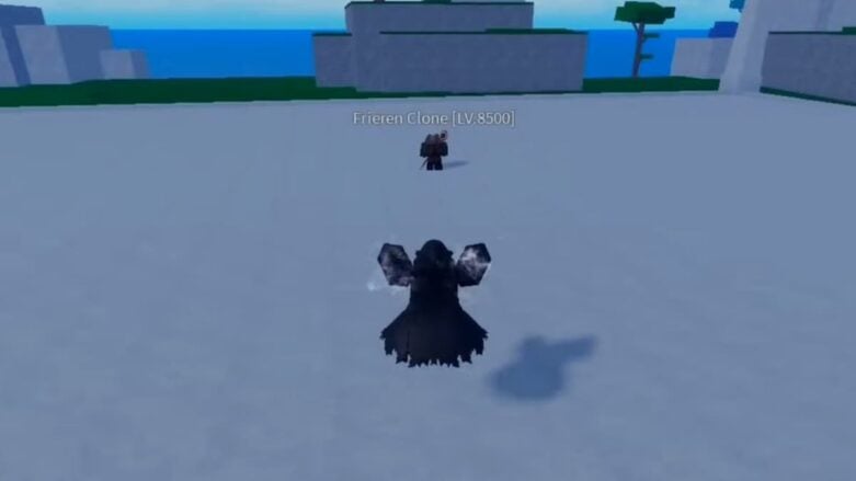 Segunda peça do Roblox saltando em direção ao clone de Frierens