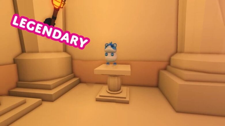 Roblox Adopt Me Legendary Diamond Hamster em um pódio marrom