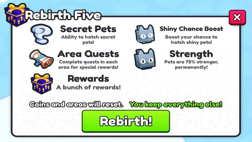 Pet Simulator 99 Renascimento 5 Recompensas