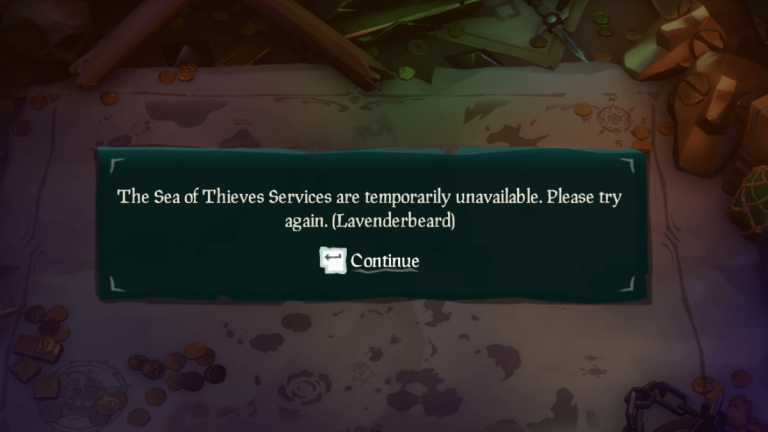 A página de status do servidor Sea of ​​Thieves.