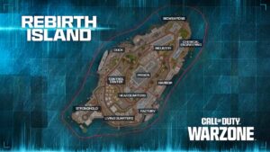 Map showing off main locations and areas of MW3 Rebirth Island