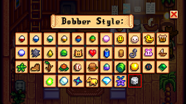 Todos os estilos Bobber lançados em Stardew Valley