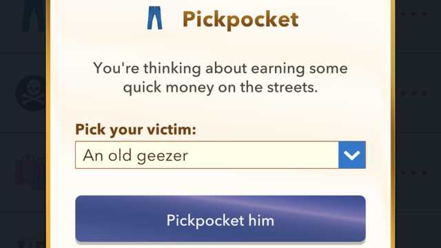 Pickpocket BitLife para desafiar Guilty Grandpa