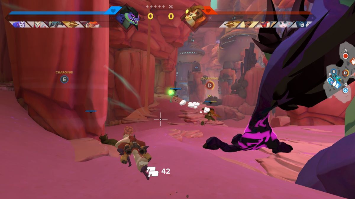 O herói da Gigantic Rampage Edition, Beckett, lutando no modo de jogo Rush