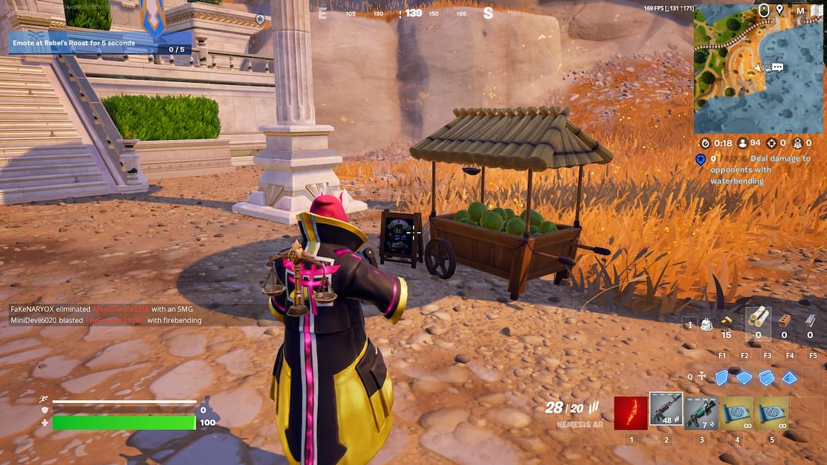 Um carrinho de repolho fora de um POI em Fortnite