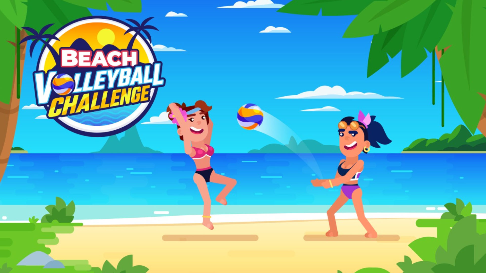 Arte da capa do Beach Volleyball Challenge, um dos poucos jogos de vôlei de praia