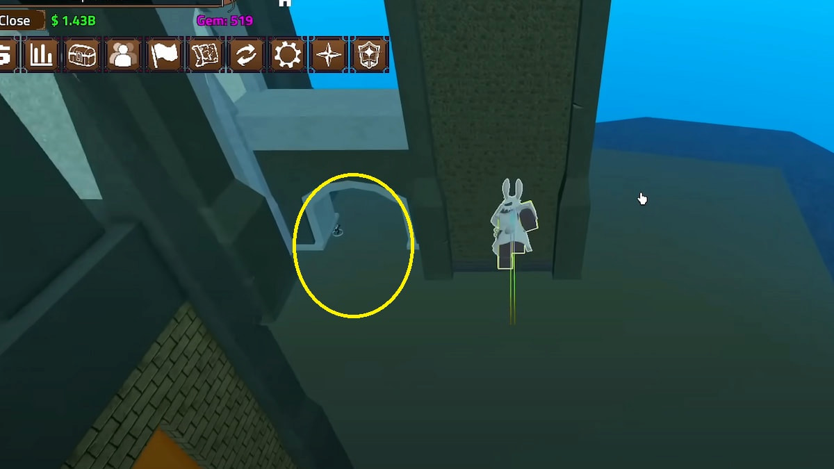 Um jogador voando acima do castelo em King Legacy