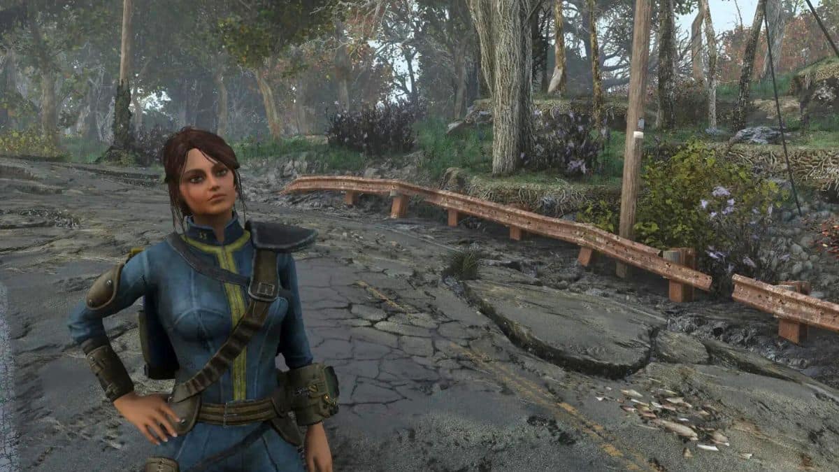 Lucy da série Fallout criada com o mod Looksmenu Face Preset Fallout 4