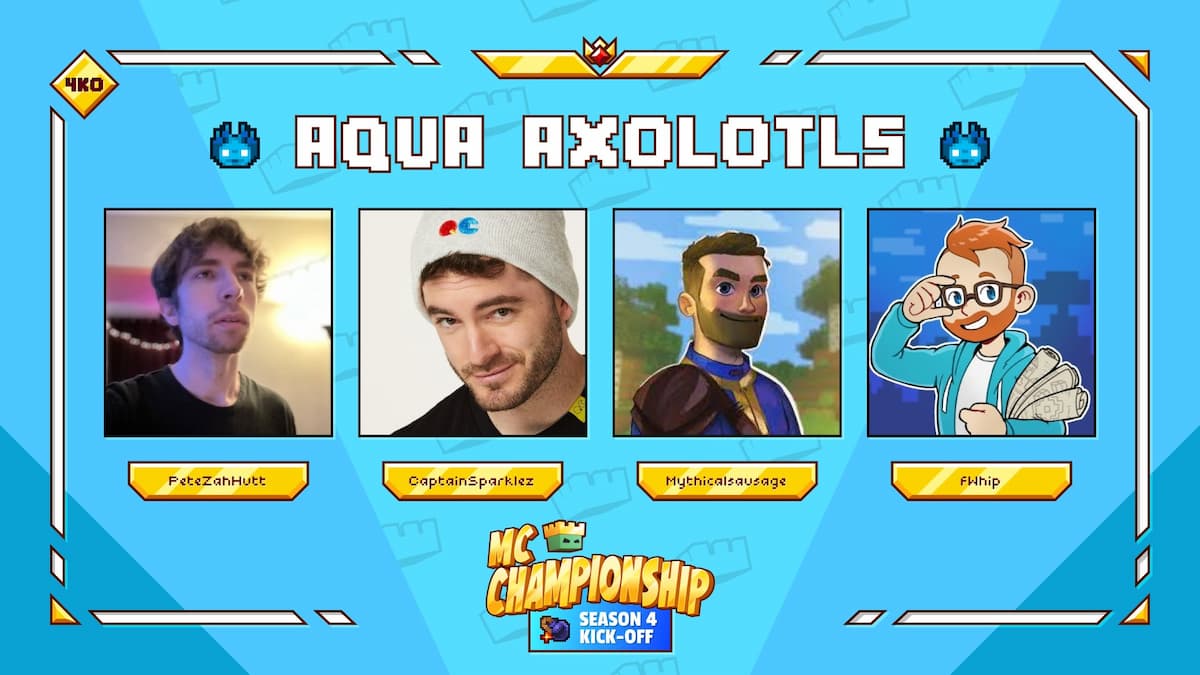 A equipe Aqua Axolotls para a 4ª temporada do MC Championships.
