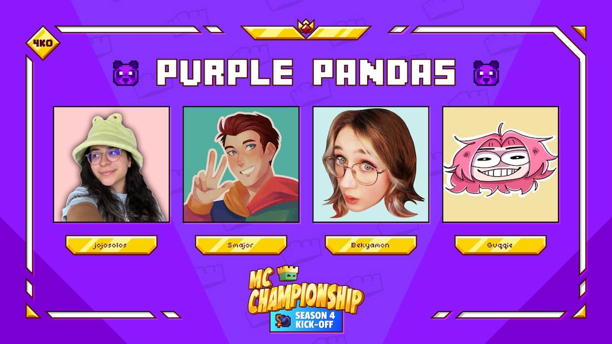 A equipe Purple Pandas para a 4ª temporada do MC Championships.