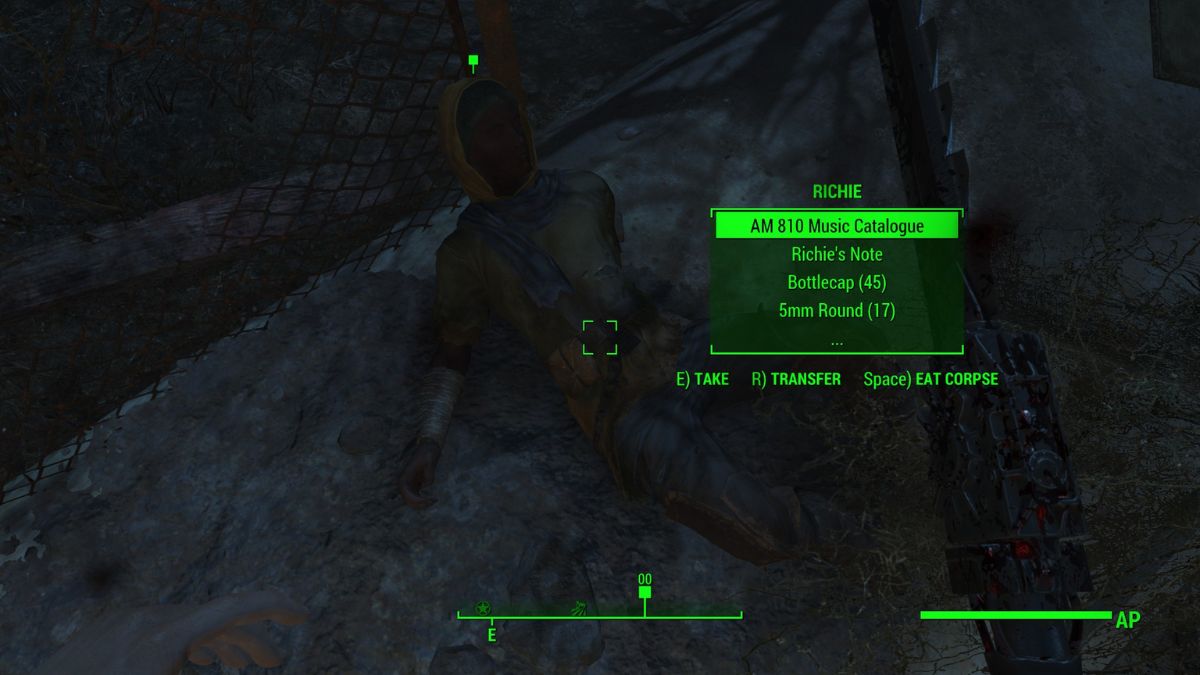 O corpo de Richie deitado no acampamento do Enclave