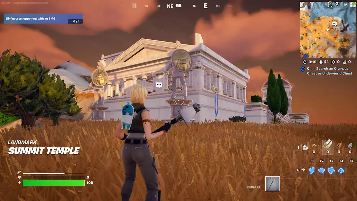 A parte frontal do Summit Temple em Fortnite
