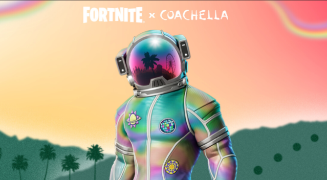 Um Spaceman estreia em multicolorido com o logotipo Coachella. 