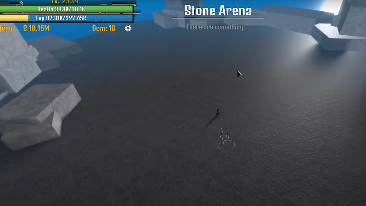 Um jogador parado na Stone Arena em King Legacy
