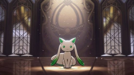 Madoka Magica Magia Exedra criatura Kyubey em coloração verde