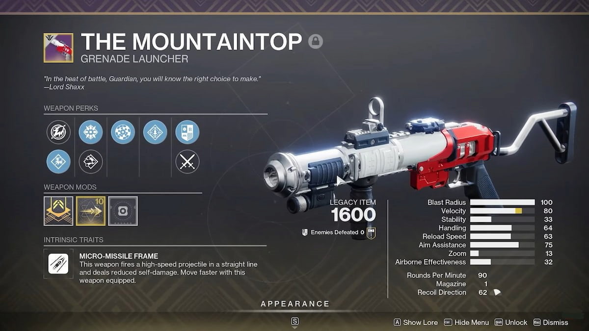 O topo da montanha em Destiny 2 Into The Light