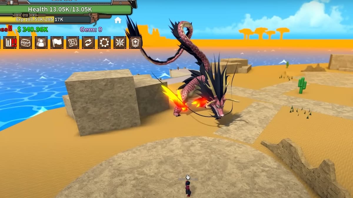 Um jogador usando a fruta do dragão em King Legacy
