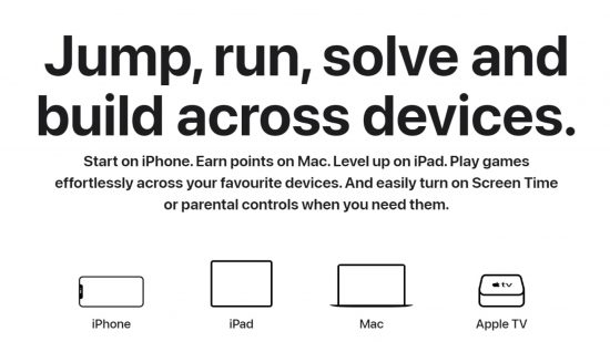 Captura de tela das opções do dispositivo Apple Arcade para o que é o guia Apple Arcade