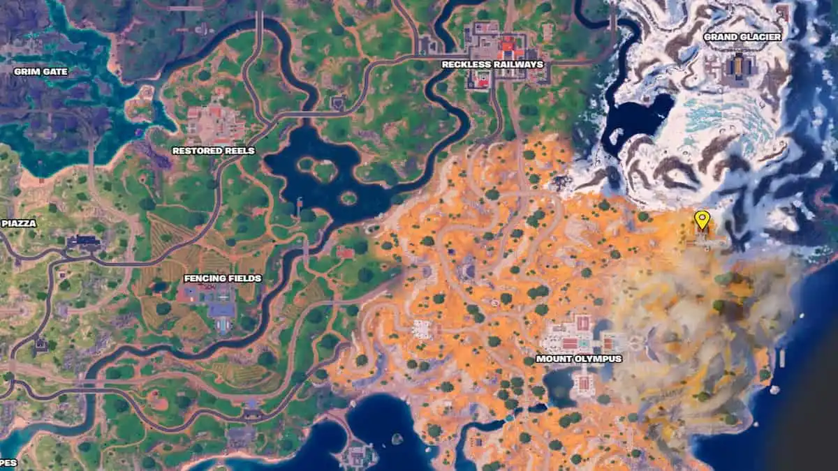 Localização do Templo Summit em Fortnite