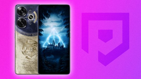 Imagem personalizada para novidades de lançamento do Redmi Turbo 3 com a versão Harry Potter em fundo roxo