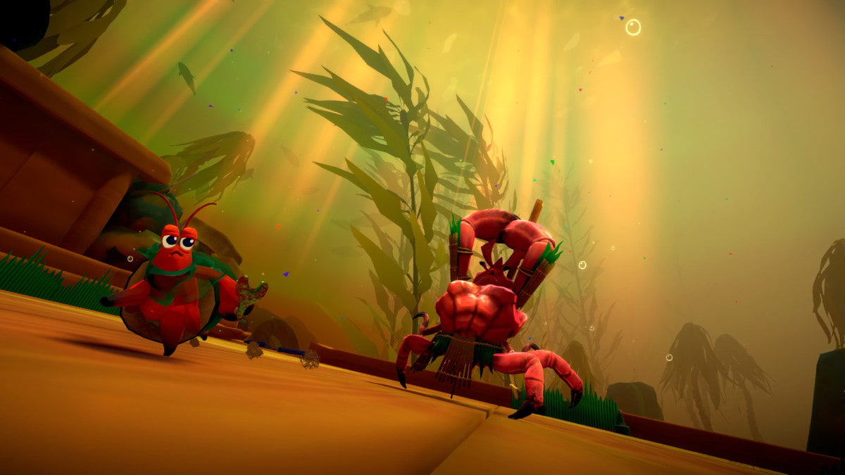 Uma captura de tela do caranguejo enfrentando um chefe em Another Crab's Treasure.