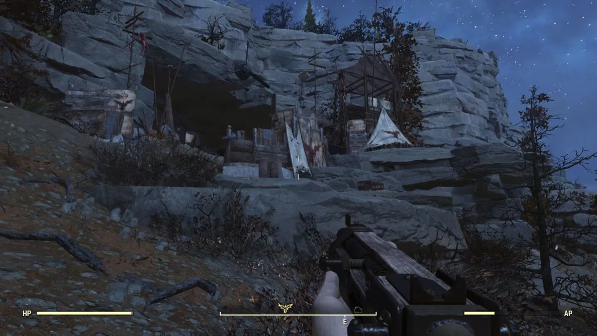 Um acampamento Blood Eagles em Fallout 76