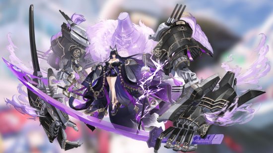 Personagens de Azur Lane, Musashi, cercados por uma espada, armadura e itens mecânicos