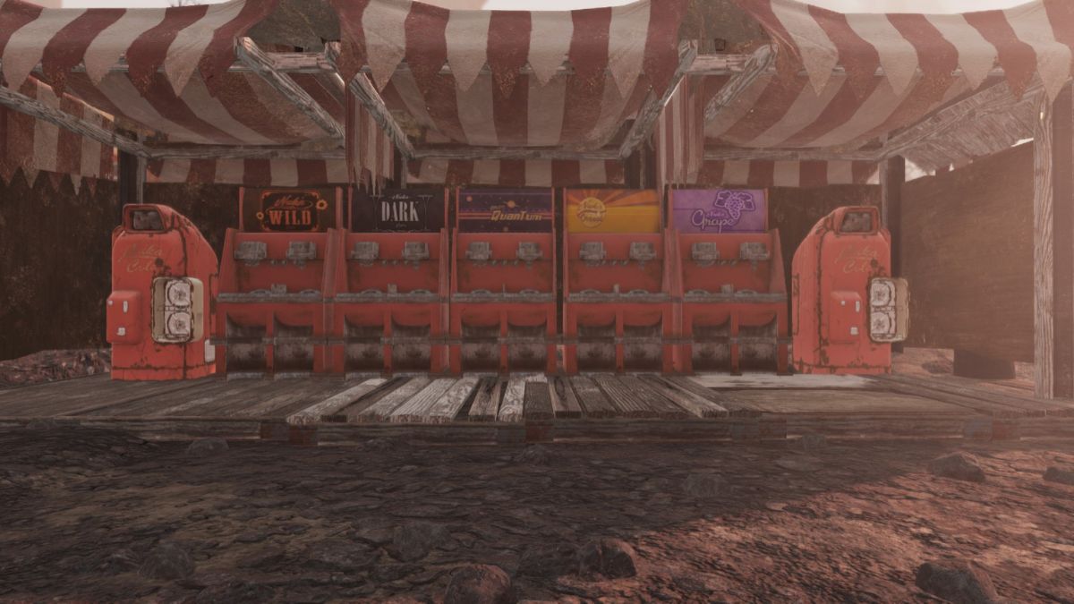 Uma área de máquinas de venda automática Nuka-Cola em Nuka-World