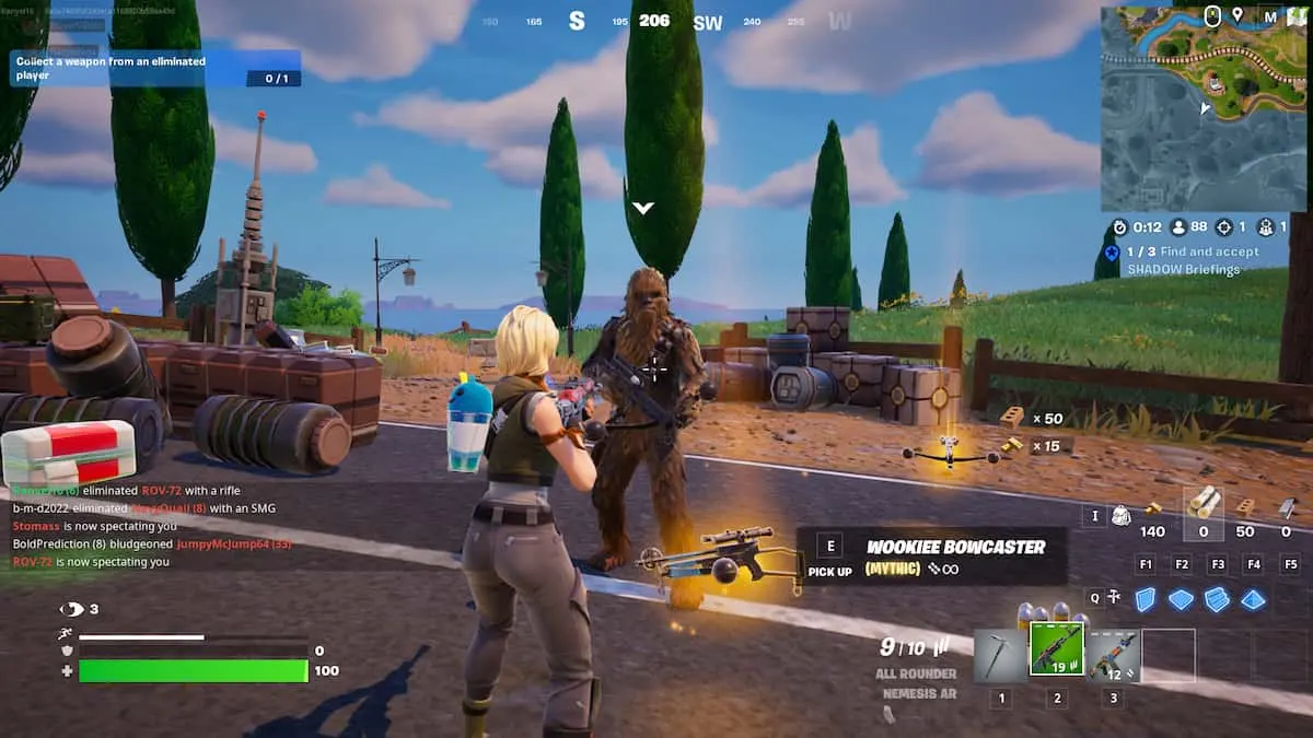 Um Wookiee Bowcaster em Fortnite