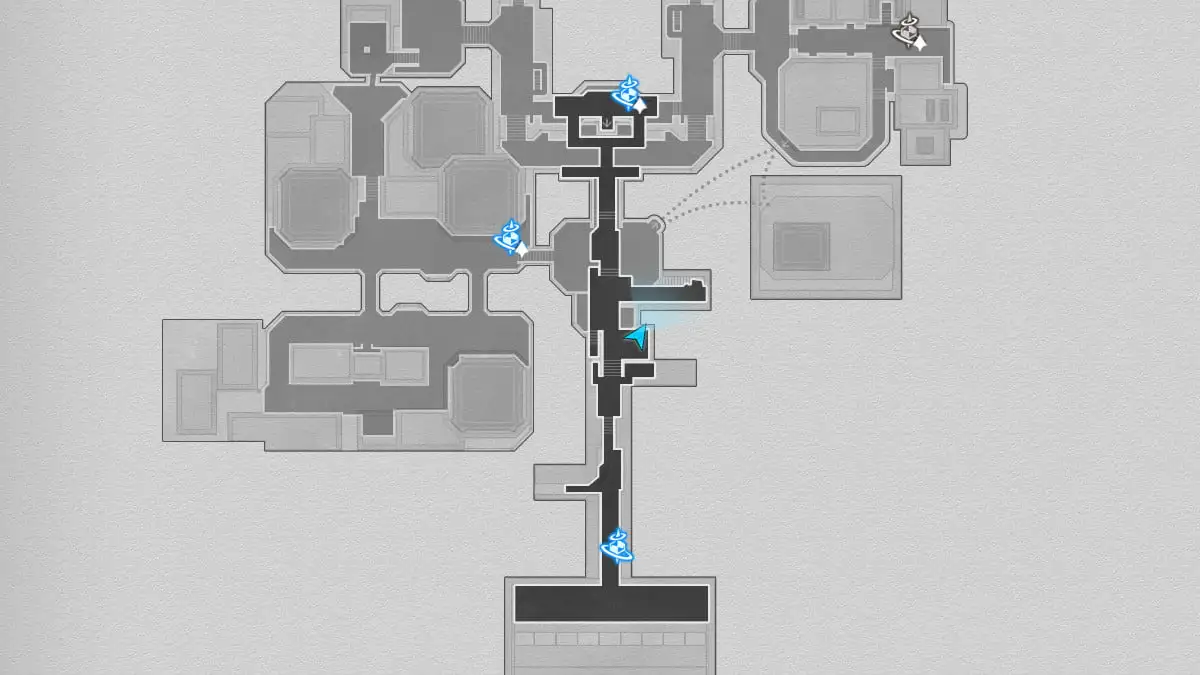 Mapa do baú do tesouro # 2 em Dreamflux Reef em Honkai Star Rail.