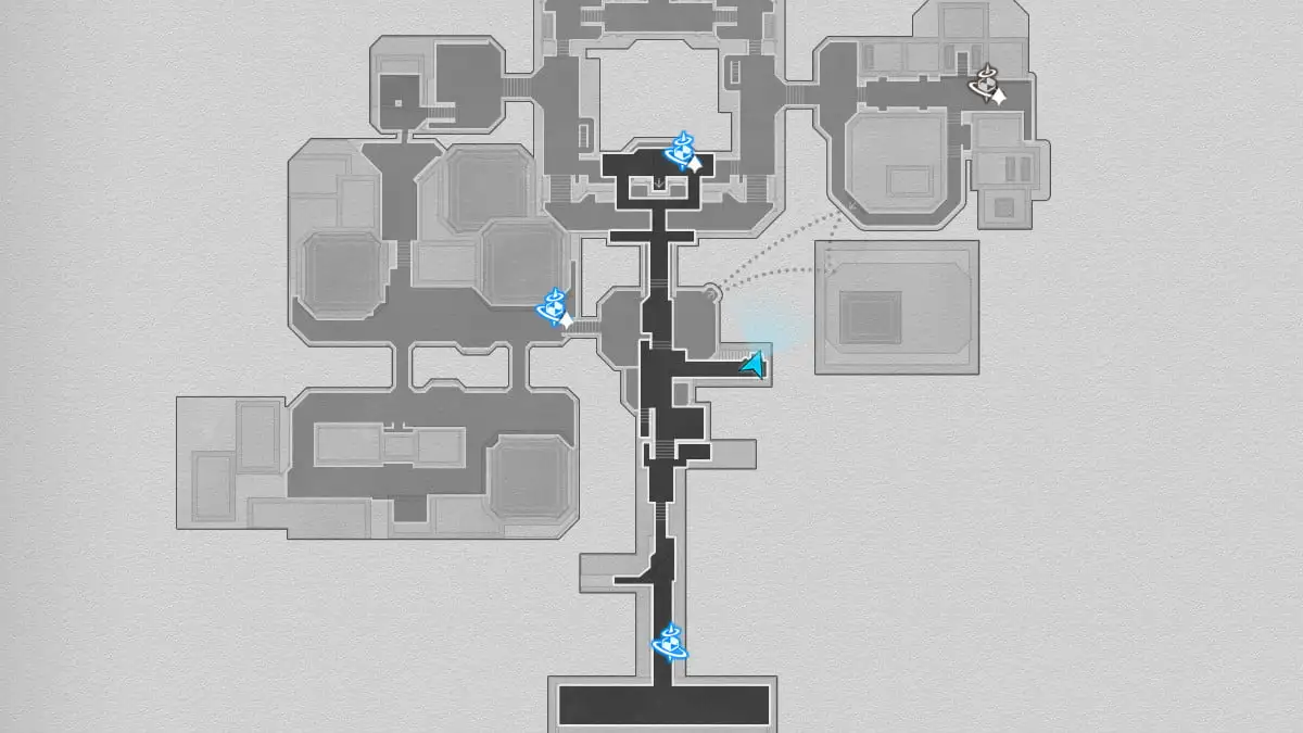 Mapa do baú do tesouro nº 3 em Dreamflux Reef em Honkai Star Rail.