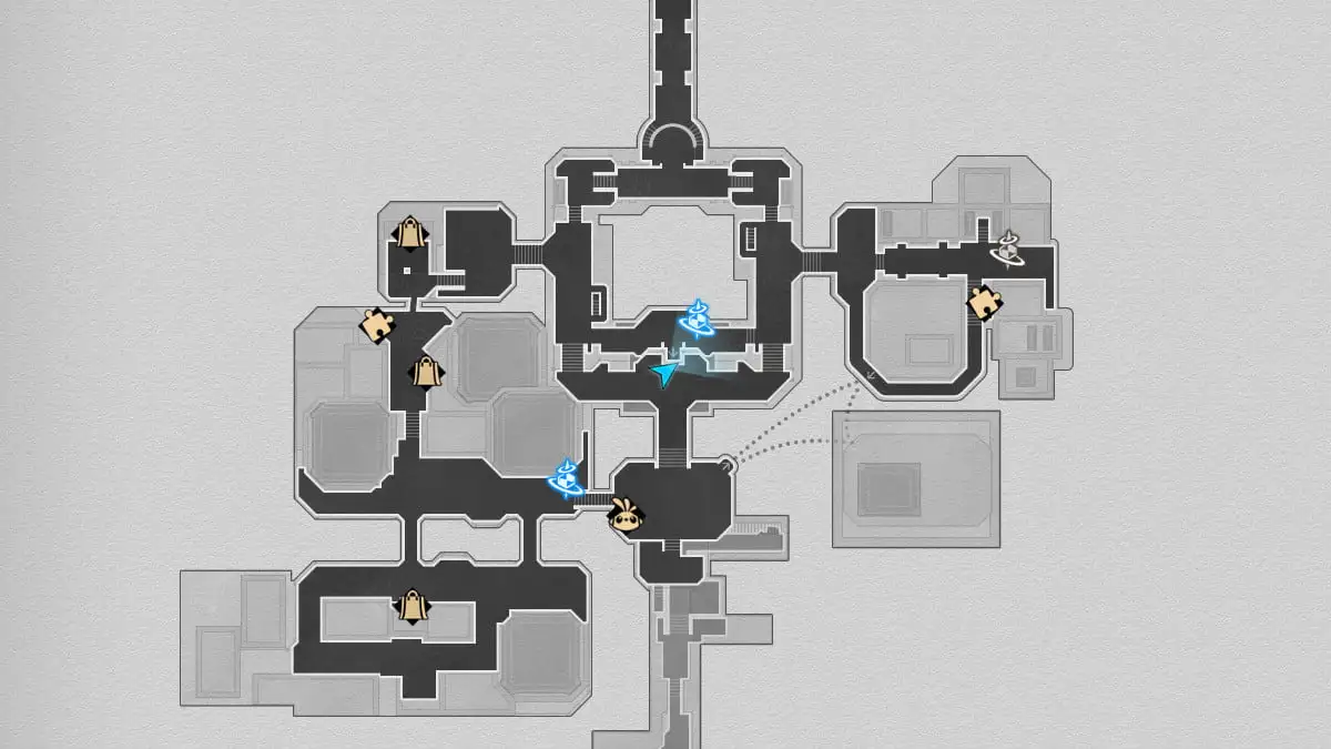 Mapa do baú do tesouro # 5 em Dreamflux Reef em Honkai Star Rail.