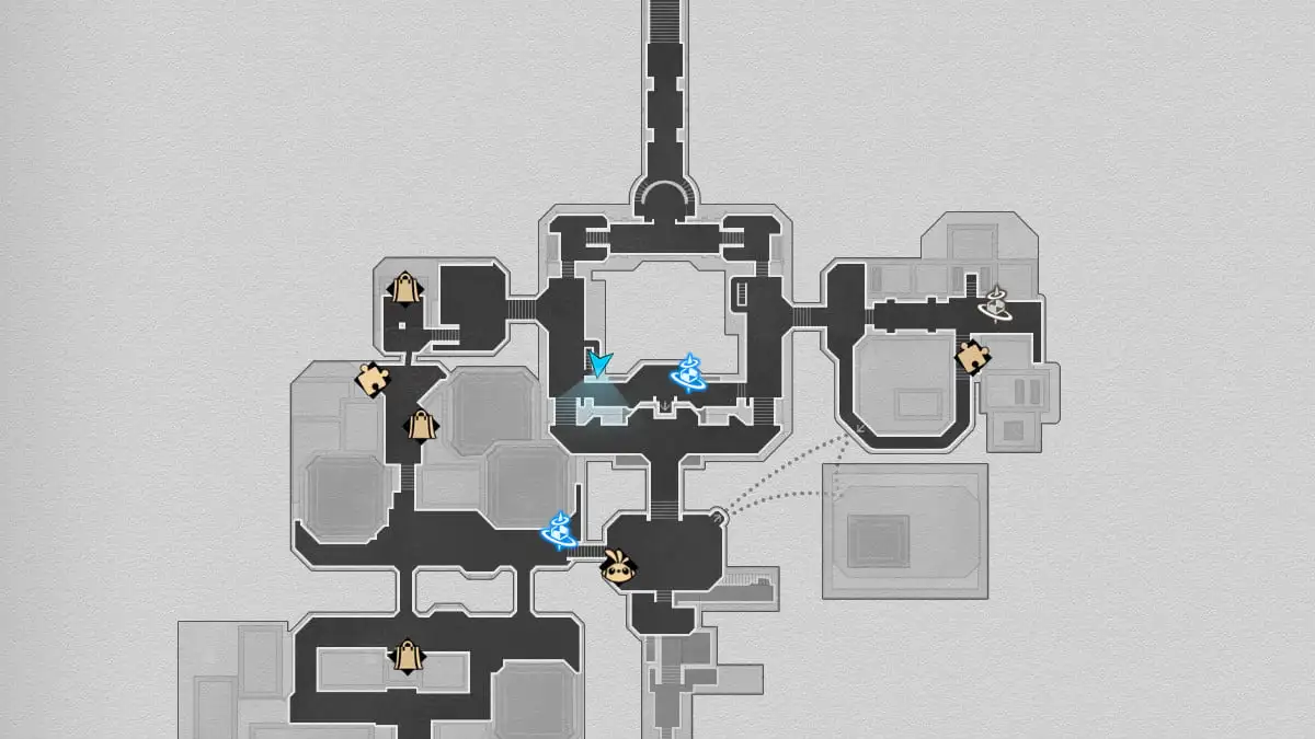 Mapa do baú do tesouro # 6 em Dreamflux Reef em Honkai Star Rail.